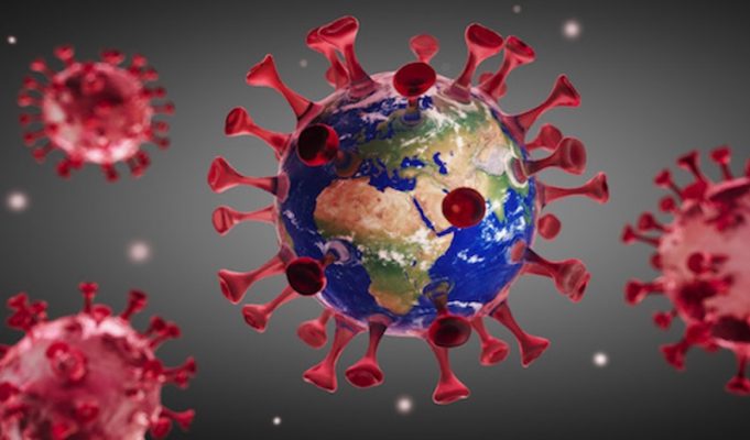 Corona Virus mit Erdball - Wuhan Virus